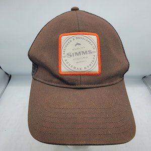 Simms Fishing Products Fly Fishing Snapback Hat Cap Brown Baseball Mesh Back